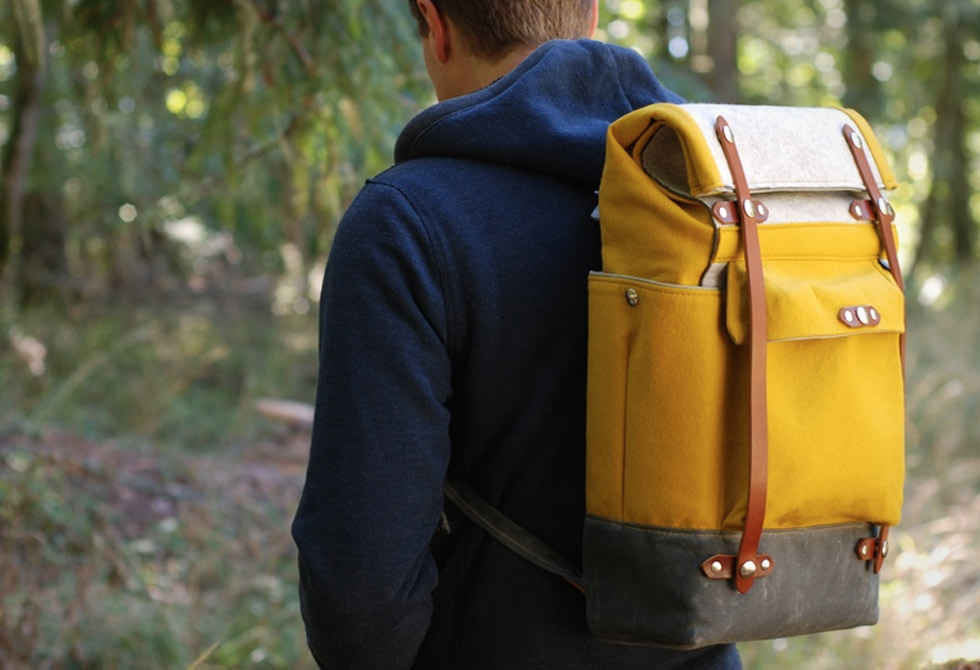 Ochre Yellow Felt Roll-Top Backpack - LumberJac